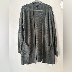 NEW women’s gap long lined knit cardigan cotton size L
